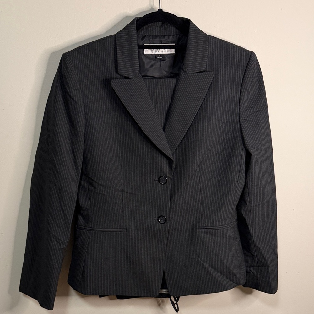 Elegant Dark Gray Pinstripe Blazer